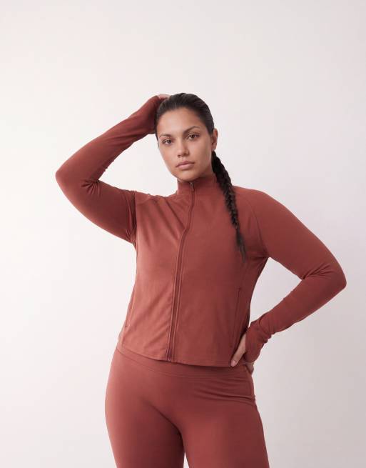 4505 Curve - Icon Studio - Top a maniche lunghe color ambra morbido al tatto con zip