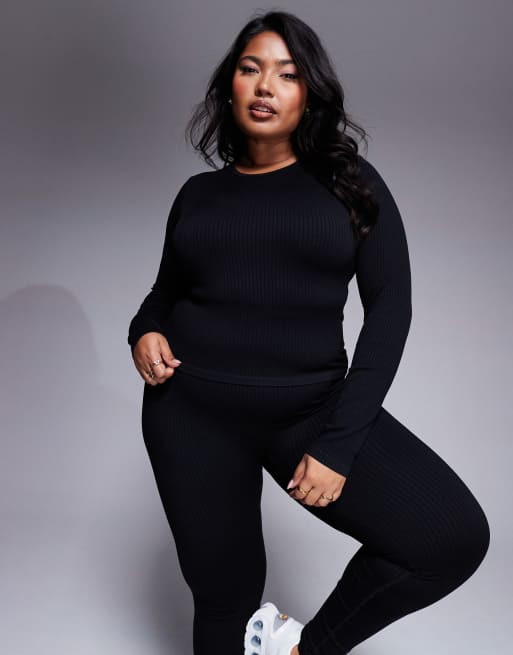 4505 Curve – Icon – Svart, ribbad topp i seamless design med långa ärmar , 2 av 4