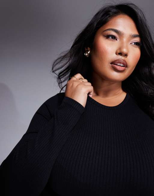 4505 Curve – Icon – Svart, ribbad topp i seamless design med långa ärmar , 3 av 4