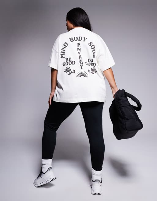 4505 Curve - Icon - T-shirt coupe carrée en coton épais à séchage rapide imprimé au dos - Blanc cassé 