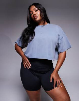 4505 Curve - Icon - T-shirt crop top en coton épais à séchage rapide - Bleu de Chine