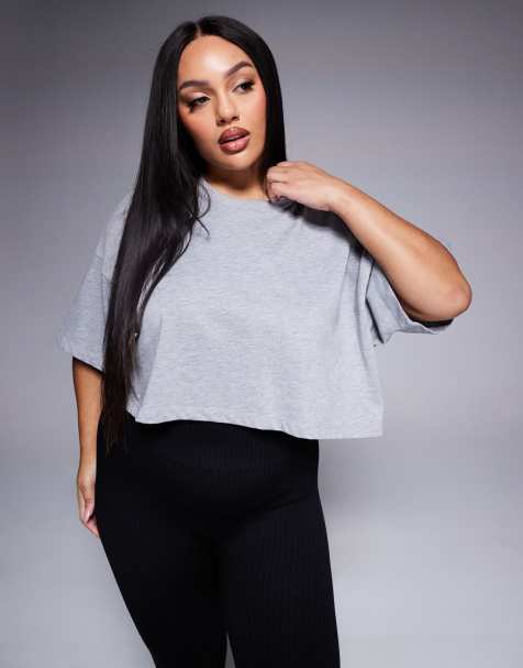 4505 Curve - Icon - T-shirt crop top en coton épais à séchage rapide - Gris chiné - view 1
