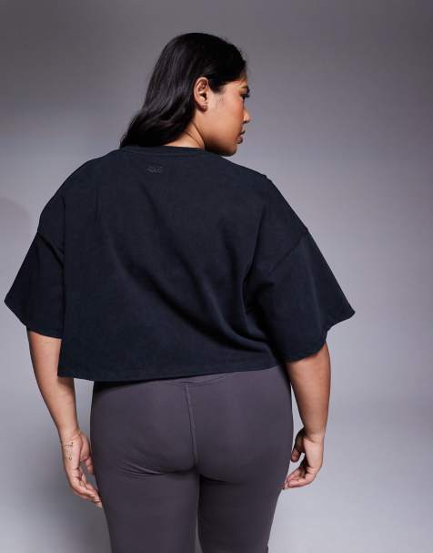 4505 Curve - Icon - T-shirt crop top en coton épais à séchage rapide - Noir délavé - view 1