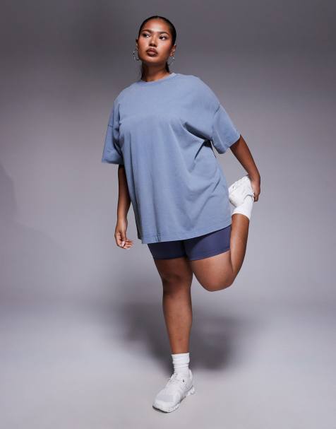 4505 Curve - Icon - T-shirt de sport oversize coupe carrée en coton à séchage rapide - Bleu de Chine délavé - view 1