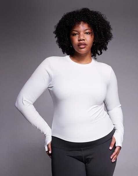 4505 Curve - Icon - T-shirt de yoga effet rétréci à manches longues en tissu doux - Blanc - view 1