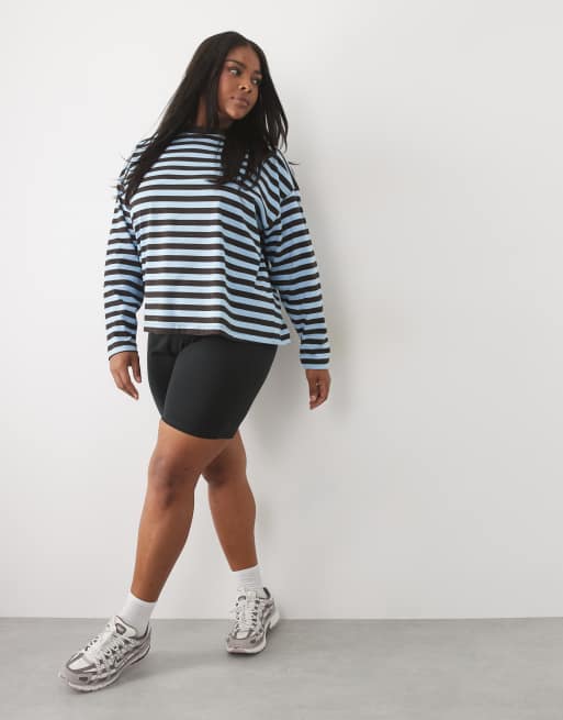 4505 Curve Icon t-shirt oversize à manches longues en coton épais à rayures, 3 de 4