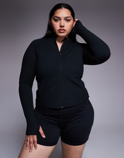 4505 Curve - Icon - Top a maniche lunghe tecnico nero morbido al tatto con zip - view 1