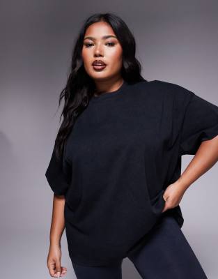 4505 Curve - Icon - Vasket sort oversized T-shirt i kraftigt bomuld med hurtigttørrende finish - view 1