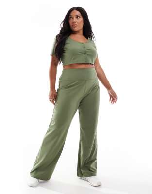 4505 Curve - Icon - Weiche Tanzhose in Khaki mit weitem Bein-Rosa