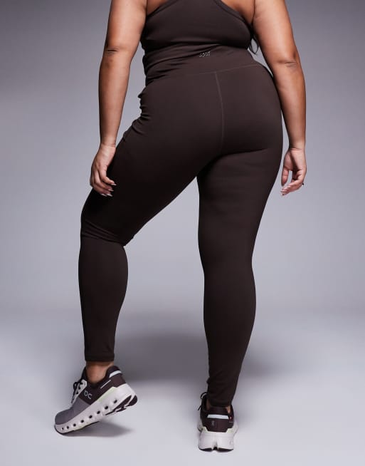 4505 Curve – Icon – Weiche Yoga-Leggings in Schokobraun mit hohem Bund, 2 von 5