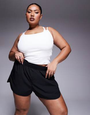 asos 4505 Curve Icon woven run short with zip pockets in black