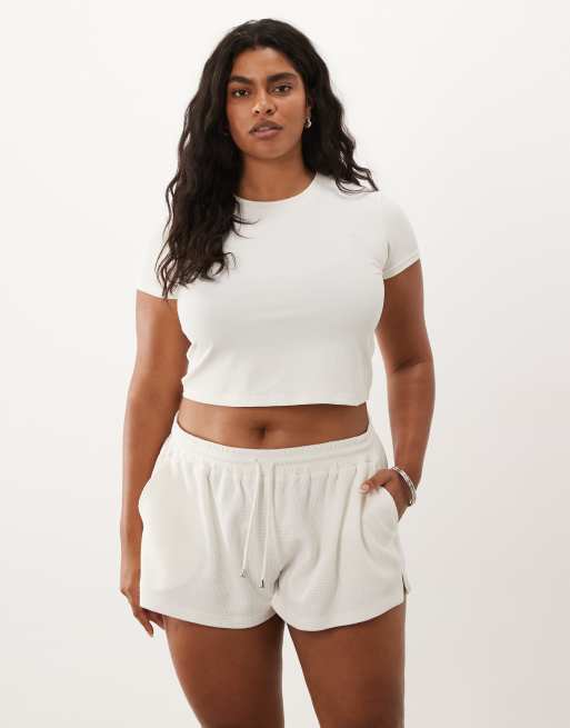 4505 Curve letvægts hurtigtørrende waffle baby T-shirt i cream, 3 af 4
