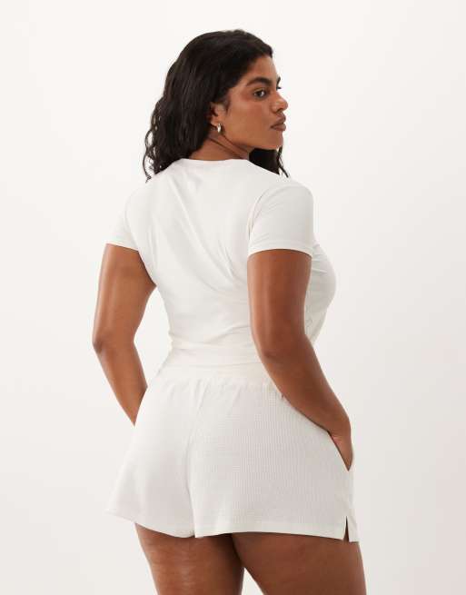 4505 Curve lichtgewicht sneldrogend wafel baby T-shirt in crème, 4 van 4