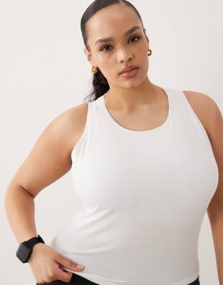 4505 Curve lightweight ribbed racer tank top with inner bra and removable paddin