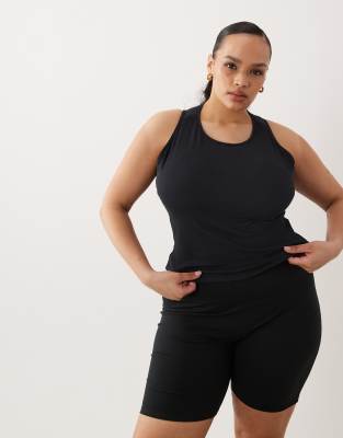 4505 Curve lightweight ribbed racer tank top with inner bra and removeable paddi