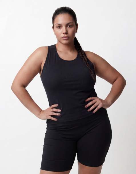4505 Curve lightweight ribbed racer vest with inner bra and removeable padding in black
