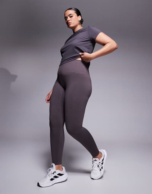 4505 Curve – Mörkgrå träningsleggings med bred, hög midja i seamless-design 