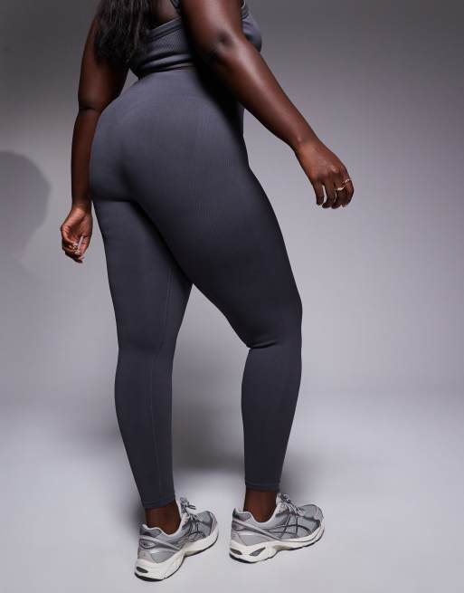 4505 Curve – Nahtlose, figurformende Sport-Leggings in Dunkelgrau mit hohem Bund , 4 von 5