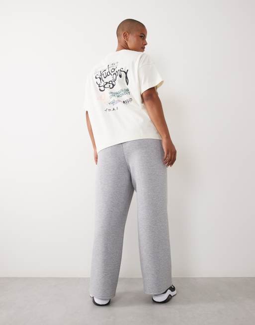 4505 Curve performance wide leg joggers with pintuck detail in grey marl, 5 of 5