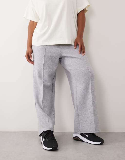 4505 Curve performance wide leg trackies with pintuck detail in grey marl, 2 of 5