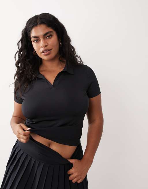 4505 Curve - Active - Conjunto de tenis negro de polo de manga corta y falda plisada con pantalones cortos incorporados, 2 de 3