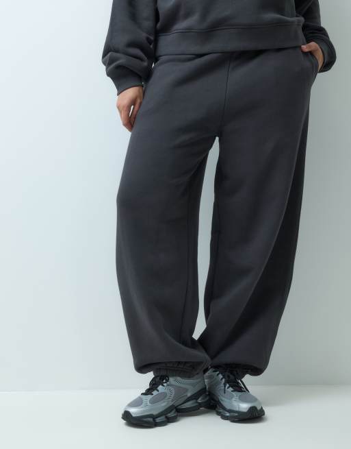 4505 Curve Rest Day 400gsm heavyweight cotton slouchy fit cuffed joggers in charcoal, 3 of 5