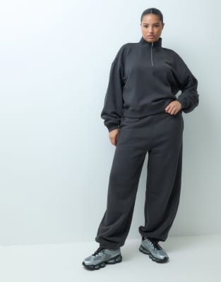 4505 Curve Rest Day 400gsm Heavyweight Cotton Slouchy Fit Cuffed Sweatpants In Gray