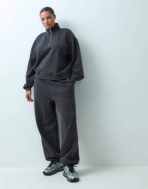 4505 Curve Rest Day sweat ample zippé à 1/4 en coton épais 400 g/m² en gris anthracite, 2 de 4