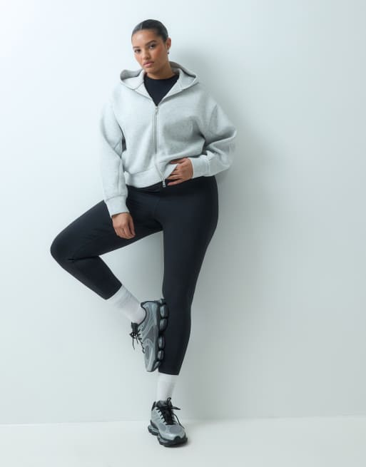 4505 Curve Rest Day zip up cocoon hoodie in scuba-style fabric in light gray heather, 3 of 4