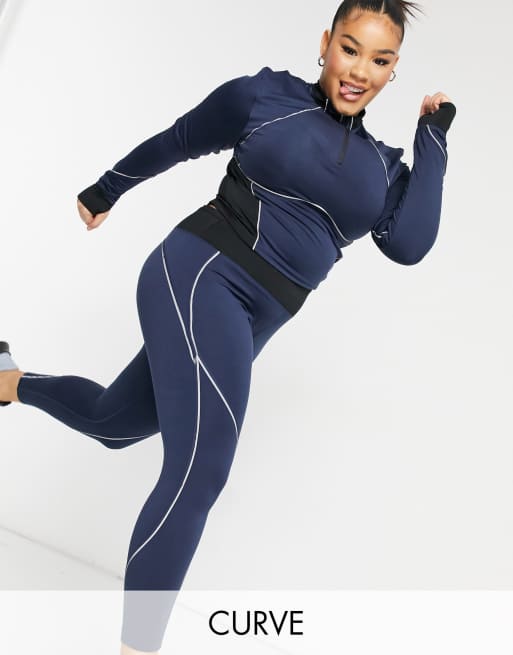 4505 Curve run legging with reflective contouring in fleece back 