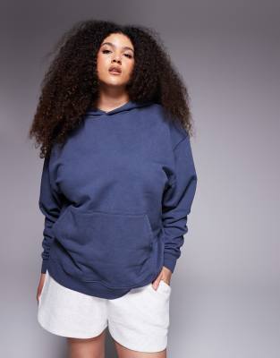 4505 Curve - Schwerer, schnell trocknender Trainingskapuzenpullover in verwaschenem Marineblau