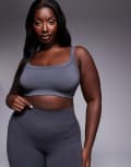 [ASOS] 4505 Curve sculpting seamless medium support sports bra in dark grey 2XL Dark Grey