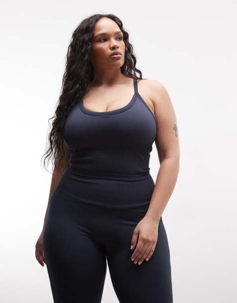 4505 Curve sculpting seamless singlet with inner bra and adjustable straps in indigo - view 1
