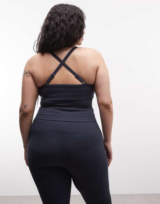 4505 Curve sculpting seamless vest with inner bra and adjustable straps in indigo, 4 of 4