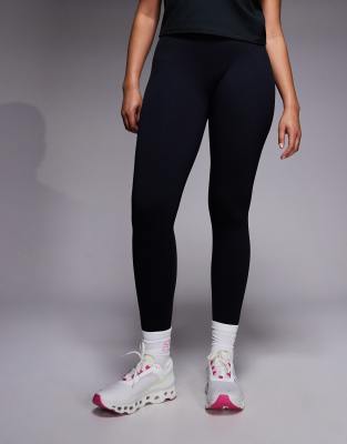 4505 Curve Seamless Baby Rib High Waist Gym Leggings In Black