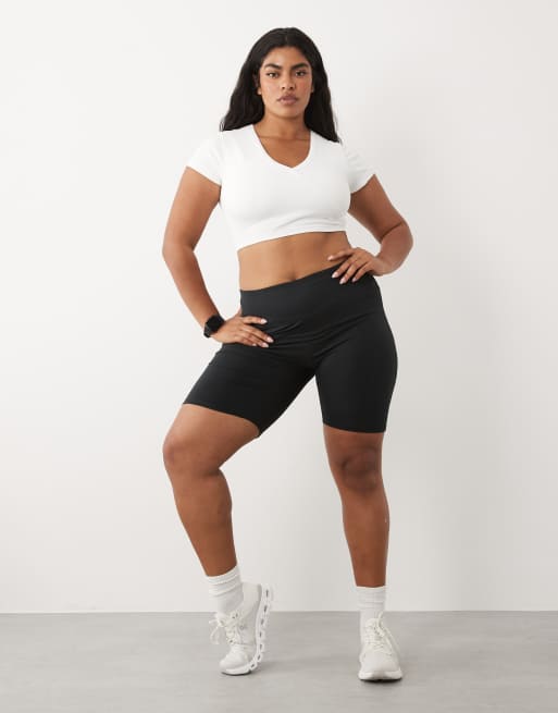 4505 Curve seamless baby rib wrap front short sleeve top in white, 3 of 4