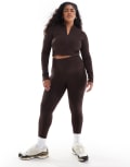 [ASOS] 4505 Curve seamless fitted zip up track top in chocolate-Brown XL Chocolate