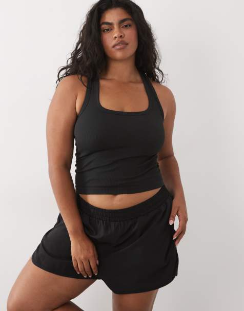 4505 Curve seamless rib scoop neck vest with racer back in black - view 1