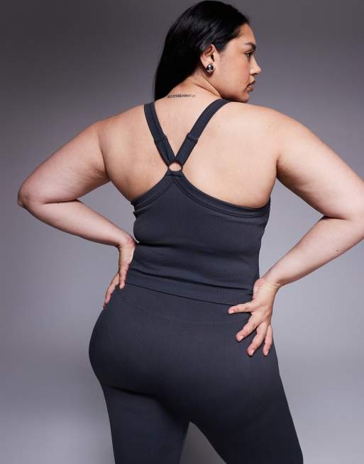 4505 Curve seamless sculpting tank top with inner bra and adjustable straps in flint gray, 2 of 4
