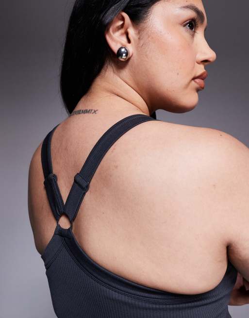 4505 Curve seamless sculpting tank top with inner bra and adjustable straps in flint gray, 4 of 4