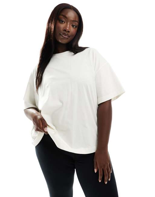 4505 Curve – Serotonin Studio – Gruby biały T-shirt oversize z nadrukiem na plecach , 3 z 4