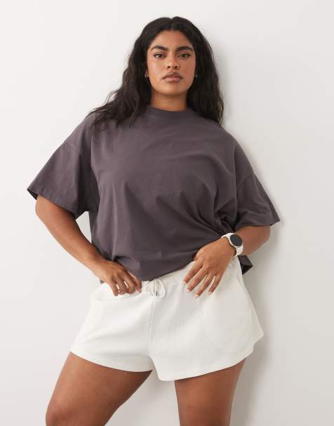 4505 Curve - Short en coton gaufré léger avec cordon de serrage à la taille - Crème - view 1
