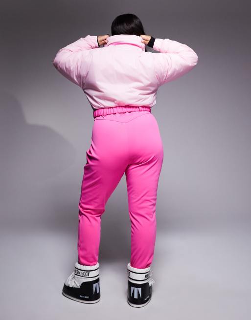ASOS 4505 Curve water repellent insulated color block retro ski suit in pink