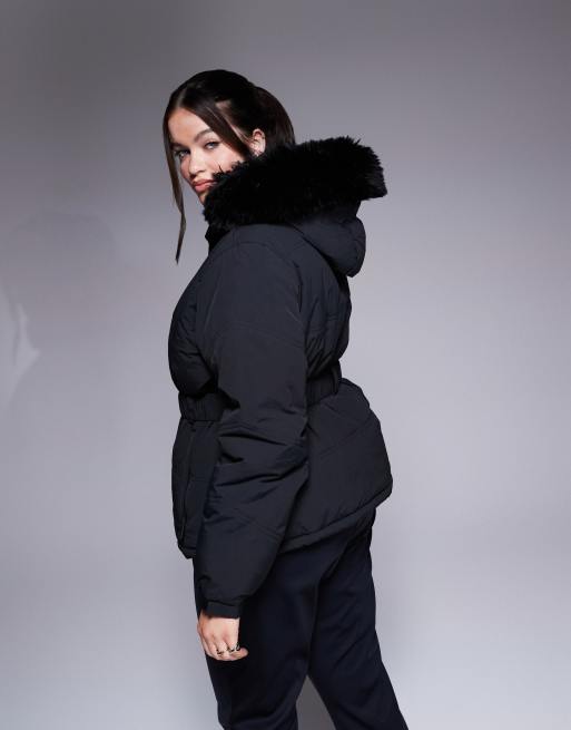 ASOS 4505 Curve water repellent insulated ski jacket in black