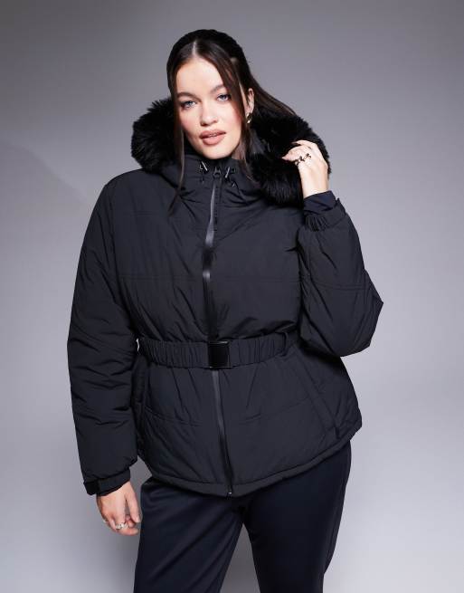 ASOS 4505 Curve water repellent insulated ski jacket in black