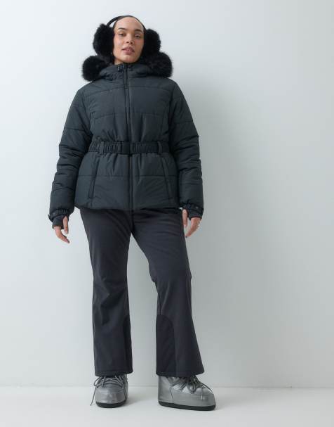 4505 Curve Ski water repellent insulated ski jacket with belt in black - view 1