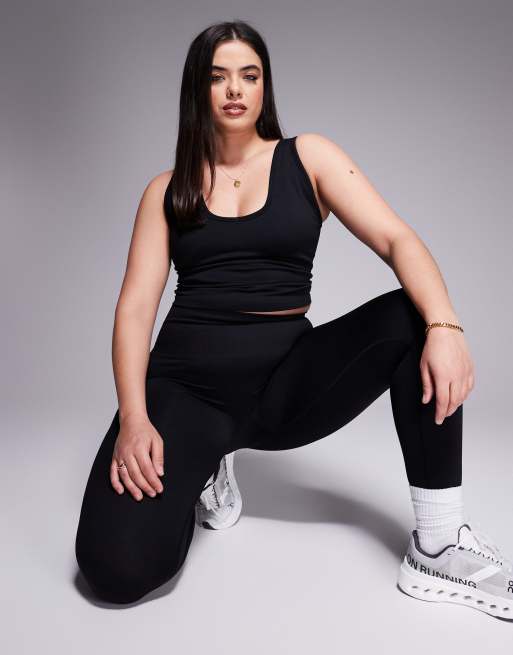 4505 Curve smooth seamless high waist gym legging in black , 2 of 5