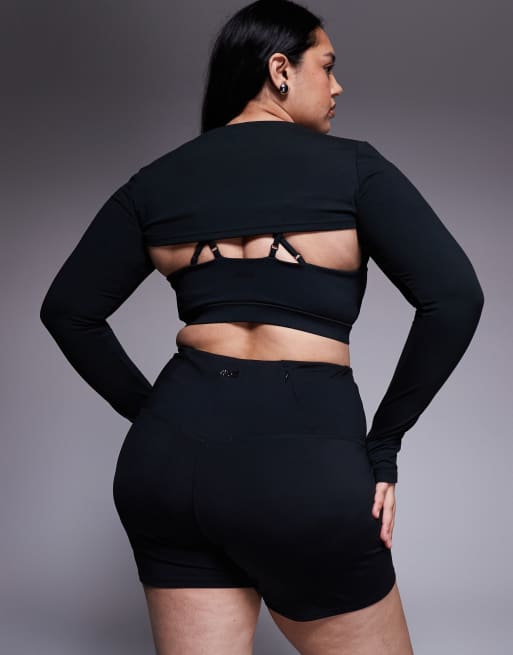 4505 Curve soft touch layering long sleeve shrug in black