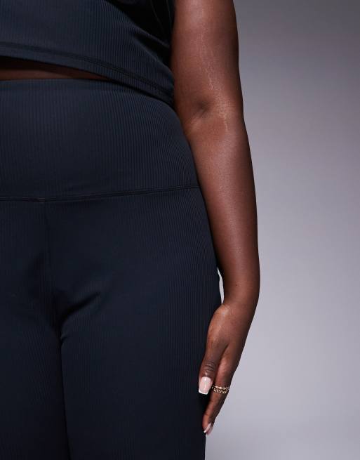 4505 Curve soft touch rib slim kick yoga leggings in black 