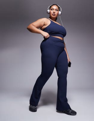 4505 Curve Soft Touch Slim Kick Yoga Legging With Wrap Waist In Navy